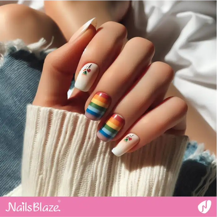 Vintage Rainbow Flag Nail Design | Pride | LGBTQIA2S+ Nails - NB2030